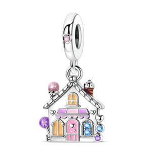 Women's Silver & Pink Home Sweet Home Charm Bracelet